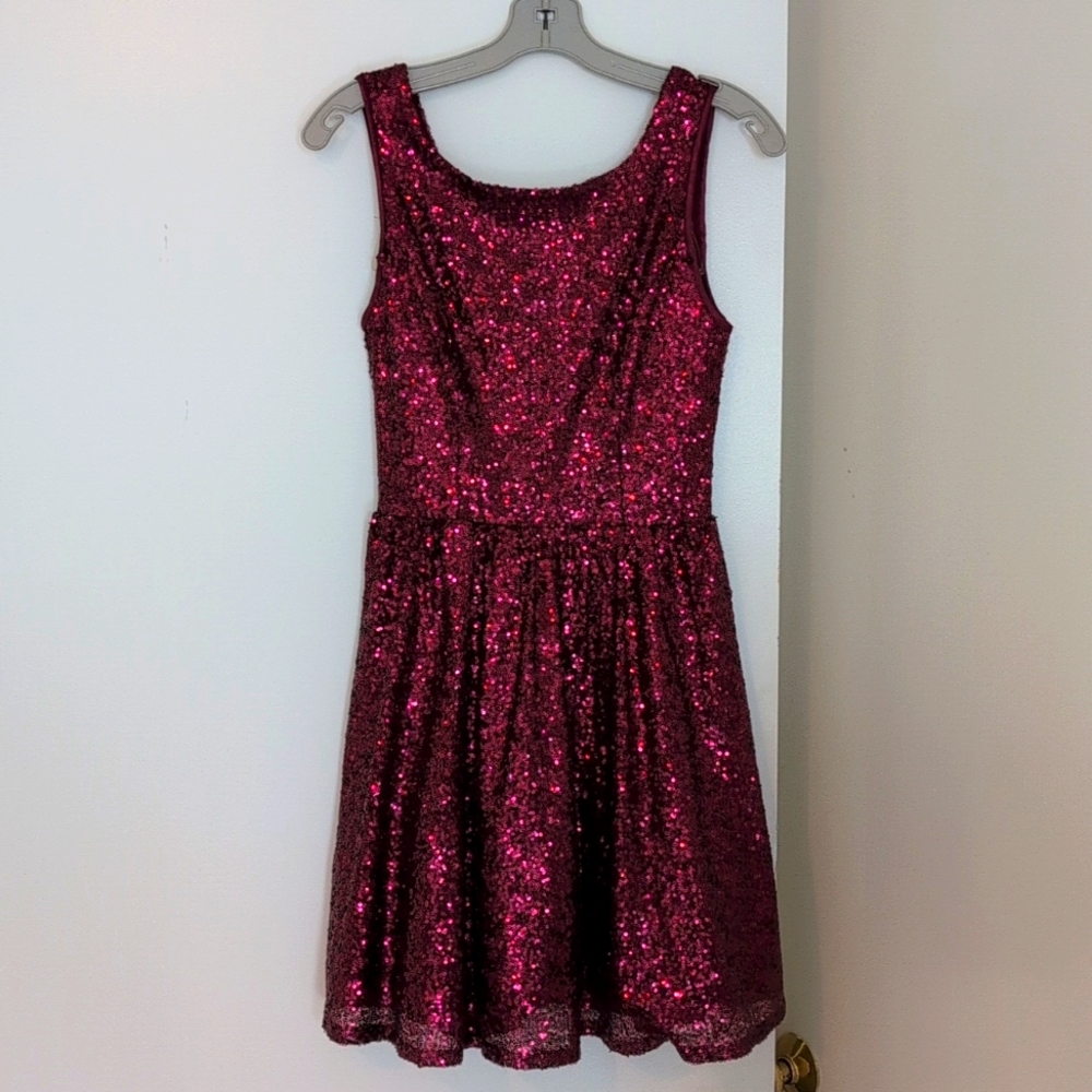 Burgundy Sequin Dress - Speechless